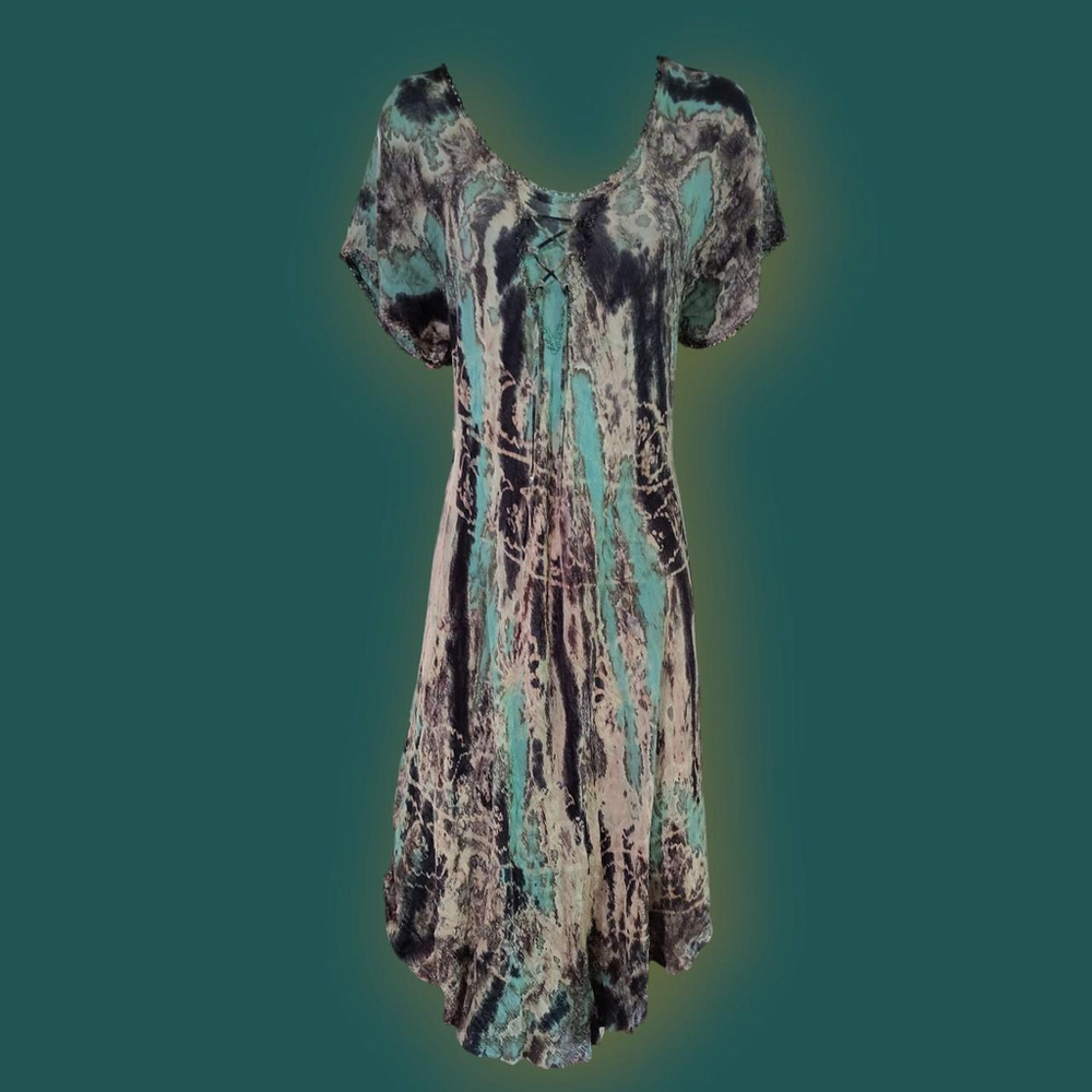 Vintage Tropical Beach Coverup/dress with short leeves